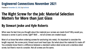 The Right Screw for the Job: Material Selection Matters for More than Just Glass