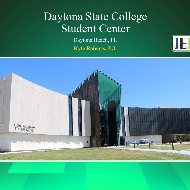 Daytona State College Student Center Curtain Wall Storefront Glass Glazing System by JEI Structural Engineering